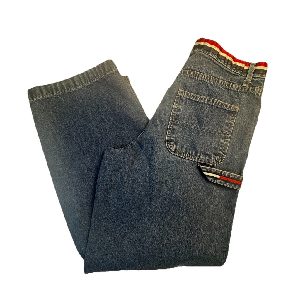 Vintage Tommy Hilfiger Jeans Womens 12 Carpenter Wide Leg Y2K Utility Denim 2001
